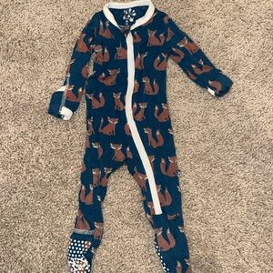 Kickee Pants Navy Fox Print Footie